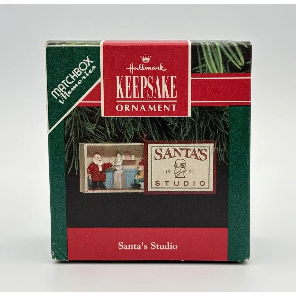 Hallmark Keepsake Ornament 1991 Matchbook Memories Santa's Studio Miniature VTG